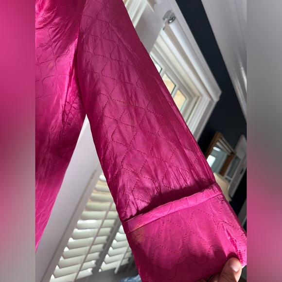 Vintage A Marfay Original Fuchsia Quilted Jacket Floral patch appliqué - Picture 13 of 15